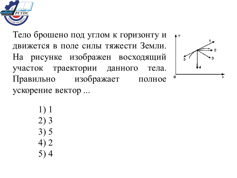 Тело брошено под углом к горизонту и движется в поле силы тяжести Земли. На